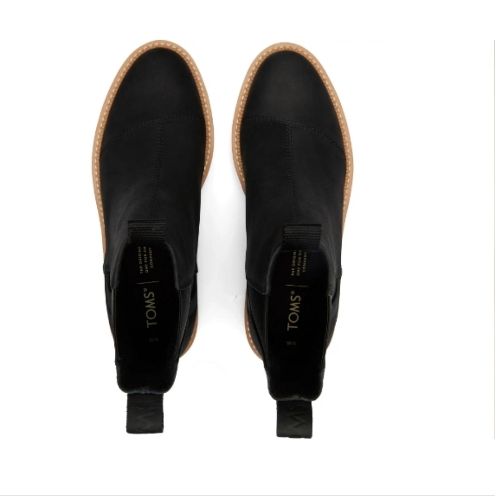 TOMS Dakota Water Resistant Black Leather Chelsea Boot - Picture 5 of 11